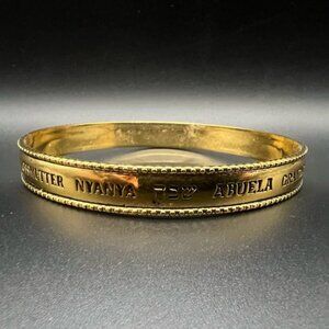 Grandma Engraved Gold Tone Bangle Bracelet Statement Unique